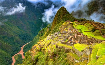 Machu Picchu, Inka civilisationen, Anderna, gamla staden, Peru, Sydamerika, Inka-staden