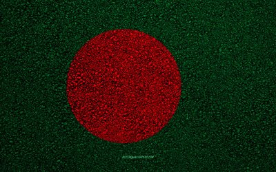 Bandeira de Bangladesh, a textura do asfalto, sinalizador no asfalto, Bangladesh bandeira, &#193;sia, Bangladesh, bandeiras dos pa&#237;ses da &#193;sia