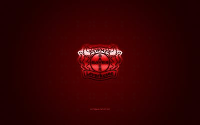 El Bayer 04 Leverkusen, club de f&#250;tbol alem&#225;n, de la Bundesliga, logotipo rojo, rojo de fibra de carbono de fondo, f&#250;tbol, Leverkusen, Alemania, el Bayer 04 Leverkusen logotipo