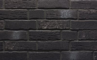 svart brickwall, 4k, makro, svart tegel, identiska tegel, tegel texturer, svart tegel v&#228;gg, tegel, v&#228;gg, svart tegel bakgrund