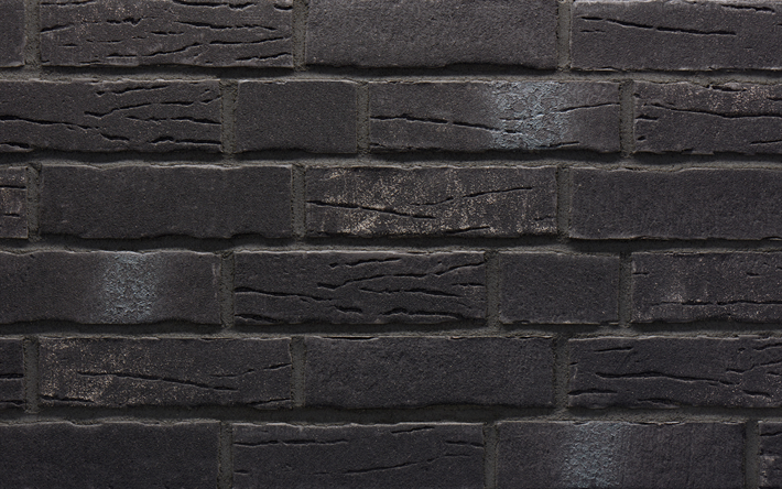 nero brickwall, 4k, macro, nero, mattoni, identici mattoni, mattoni texture, muro di mattoni, mattone, muro, mattoni neri sfondo