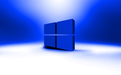 Windows 10 mavi logo, yaratıcı, OS, mavi soyut arka plan, Windows 10 3D logo, marka, Windows 10 logo, resimler, 10 Windows