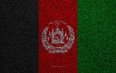 flagge von afghanistan -, asphalt-textur, die flagge auf asphalt, afghanistan flagge, asien, afghanistan, flaggen von asien l&#228;ndern