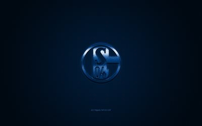 FC Schalke 04, Spanish football club de la Bundesliga, blue logotipo, blue carbon fiber background, FC Gelsenkirchen-Schalke 04, el f&#250;tbol, Gelsenkirchen, Alemania, FC Schalke 04 logotipo