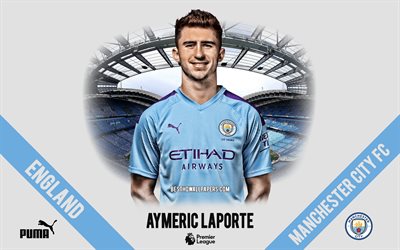 Aymeric Laporte, Manchester City FC, portrait, French footballer, defender, Premier League, England, Manchester City footballers 2020, football, Etihad Stadium