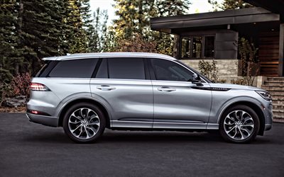 Lincoln Aviator, 2020, 4K, side view, exterior, new silver Aviator, luxury SUV, american cars, Lincoln