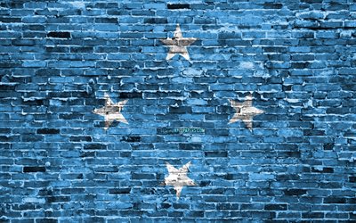 4k, Mikronesiska flagga, tegel konsistens, Oceanien, nationella symboler, Flaggan i Mikronesien, brickwall, Mikronesien 3D-flagga, Oceanian l&#228;nder, Mikronesien