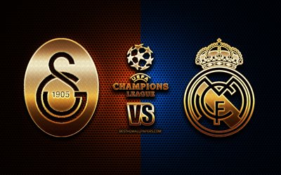 Galatasaray vs Real Madrid, Grupp A, UEFA Champions League, s&#228;song 2019-2020, golden logotyp, Real Madrid-FC, Galatasaray FC-Bayer, UEFA, Galatasaray FC vs Real Madrid FC