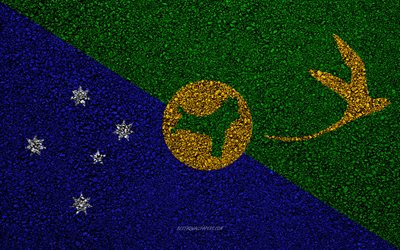 Flag of Christmas Island, asphalt texture, flag on asphalt, Christmas Island flag, Asia, Christmas Island, flags of Asia countries
