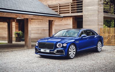 Bentley Flying Spur, 4k, carros de luxo, 2019 carros, estacionamento, 2019 Bentley Flying Spur, Bentley