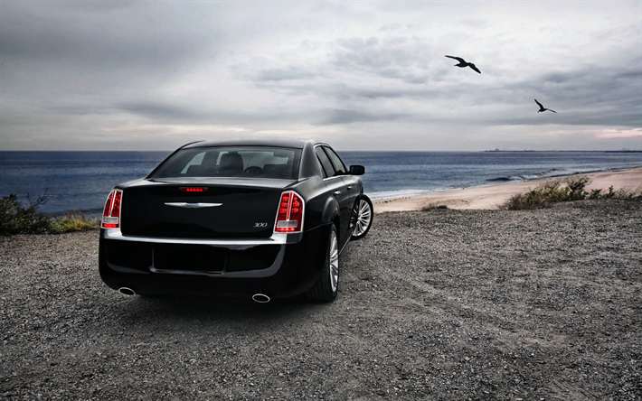 Chrysler 300, vista posterior, sed&#225;n negro, negro Chrysler 300, coches americanos, Chrysler