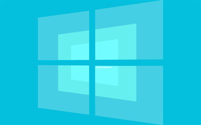 4k, Windows10のロゴ, 最小限の, の, 青色の背景, 創造, ブランド, Windows10の青色のロゴ, 作品, Windows10