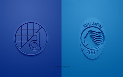 Dinamo Zagreb vs Atalanta, Mestarien Liigan, 2019, promo, jalkapallo-ottelu, Ryhm&#228; C, UEFA, Euroopassa, Dinamo Zagreb, Atalanta BC, 3d art, 3d logo