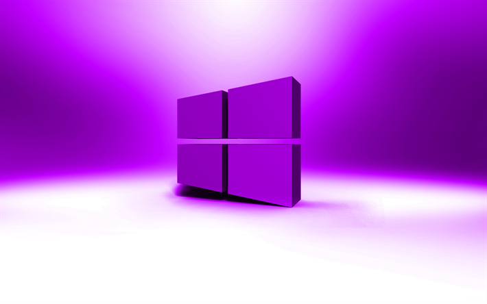 Windows 10 violett logotyp, kreativa, DEN, violett abstrakt bakgrund, Windows 10 3D-logotyp, varum&#228;rken, Windows 10 logotyp, konstverk, Windows-10