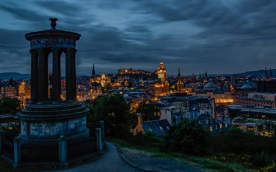 Calton Hill, Edinburgh, evening, cityscape, landmark, Scotland