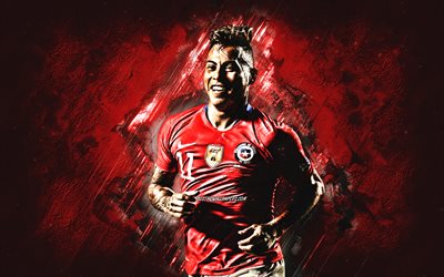 Eduardo Vargas, Chile national football team, portrait, Chilean football player, red stone background, Chile, football