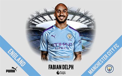 Fabian Delph, Manchester City FC, portre, İngiliz futbolcu, orta saha oyuncusu, Premier Lig, İngiltere, Manchester City futbolcular 2020, futbol, Etihad Stadyumu