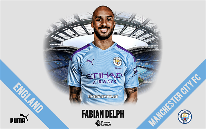 Fabian Delph, Manchester City FC, le portrait, le footballeur anglais, le milieu de terrain de Premier League, Angleterre, Manchester City footballeurs 2020, le football, l&#39;Etihad Stadium