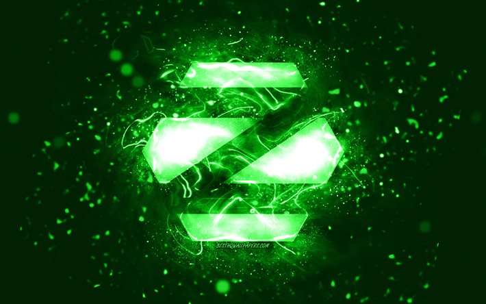 Zorin OS vihreä logo, 4k, vihreät neonvalot, Linux, luova, vihreä abstrakti tausta, Zorin OS logo, käyttöjärjestelmä, Zorin OS