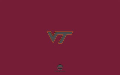 Virginia Tech Hokies, burgundy background, American football team, Virginia Tech Hokies emblem, NCAA, Virginia, USA, American football, Virginia Tech Hokies logo