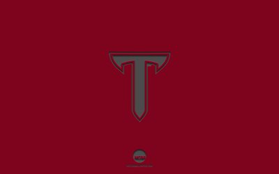Troy Trojans, burgundy background, American football team, Troy Trojans emblem, NCAA, Alabama, USA, American football, Troy Trojans logo