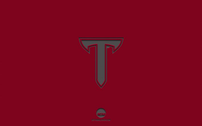 Troy Trojans, fond bordeaux, &#233;quipe de football am&#233;ricain, embl&#232;me Troy Trojans, NCAA, Alabama, &#201;tats-Unis, football am&#233;ricain, logo Troy Trojans