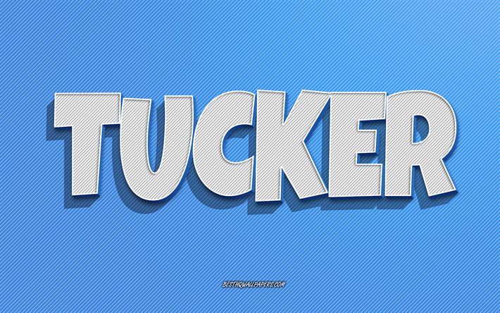 Tucker, bl&#229; linjer bakgrund, tapeter med namn, Tucker namn, manliga namn, Tucker gratulationskort, linjekonst, bild med Tucker namn