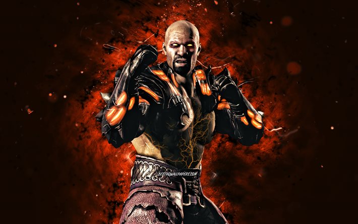 Ghost Jax Briggs, 4k, luci al neon marroni, Mortal Kombat Mobile, giochi di combattimento, MK Mobile, creativo, Mortal Kombat, Ghost Jax Briggs Mortal Kombat
