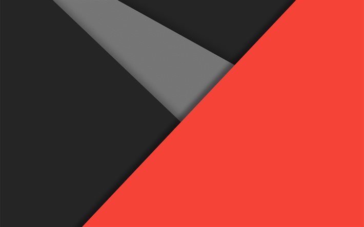 material design, 4k, red and black, geometric shapes, colorful backgrounds, red lines, geometric art, creative, background with lines