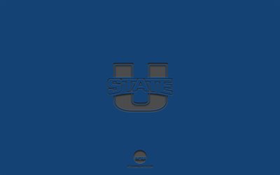 Utah State Aggies, blue background, American football team, Utah State Aggies emblem, NCAA, Utah, USA, American football, Utah State Aggies logo