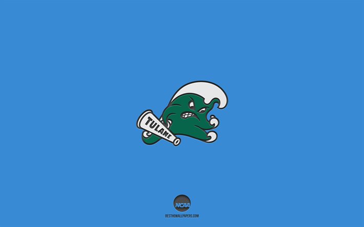 Tulane Green Wave, sfondo blu, squadra di football Americano, emblema Tulane Green Wave, NCAA, Louisiana, USA, football Americano, logo Tulane Green Wave
