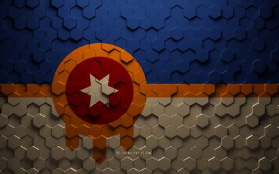 Flag of Tulsa, Oklahoma, honeycomb art, Tulsa hexagons flag, Wyoming, 3d hexagons art, Tulsa flag