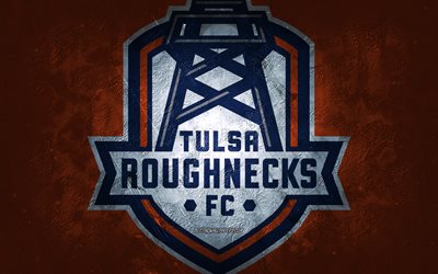 تولسا روغنيكس إف سي, فريق كرة القدم الأمريكي, الخلفية الزرقاء, شعار نادي كرة القدم Tulsa Roughnecks, فن الجرونج, USL, كرة القدم, شعار نادي Tulsa Roughnecks