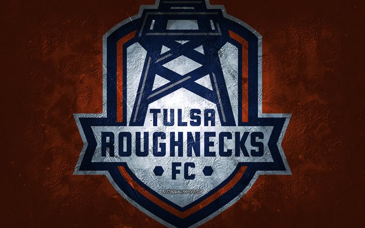 Tulsa Roughnecks FC, American soccer team, blue background, Tulsa Roughnecks FC logo, grunge art, USL, soccer, Tulsa Roughnecks FC emblem