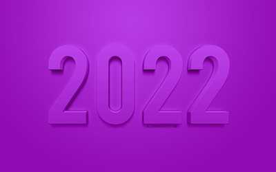 Fond violet 2022 3D, Nouvel An 2022, Bonne ann&#233;e 2022, Fond violet, concepts 2022, Fond 2022, Art 3D 2022, Nouvelle ann&#233;e 2022