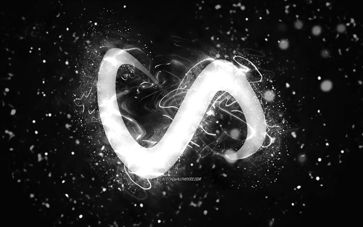 DJ Snake logo bianco, 4k, Dj norvegesi, luci al neon bianche, creativo, sfondo astratto nero, William Sami Etienne Grigahcine, logo DJ Snake, star della musica, DJ Snake