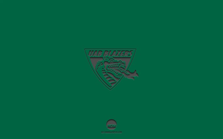 UAB Blazers, vihre&#228; tausta, amerikkalainen jalkapallojoukkue, UAB Blazers -tunnus, NCAA, Alabama, USA, amerikkalainen jalkapallo, UAB Blazers logo