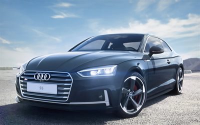 Audi S5 Coupe, 2017 cars, road, gray s5, german cars, Audi
