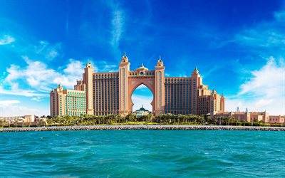 Atlantis Hotel, 4k, Dubai, EMIRATOS &#225;rabes unidos, el verano, el mar, hoteles de lujo