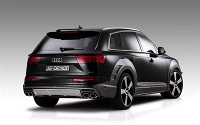 Audi Q7 S line, 2017, JE Design, 4k, black Q7, tuning Q7, luxury SUV, Audi