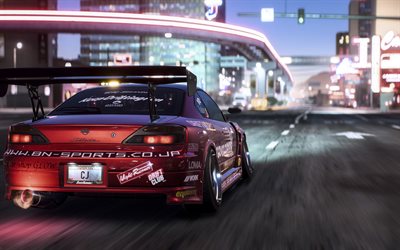 Nissan Silvia, 4k, notte, Need For Speed Payback, autosimulator, NFS