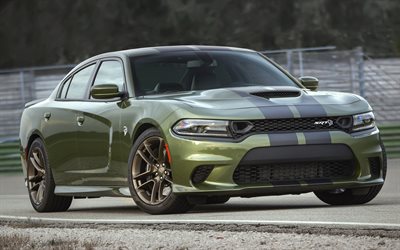 Dodge Charger SRT Hellcat, 2019, exterior, green new Charger, tuning, american cars, Dodge