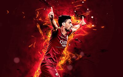 Javier Pastore, abstract art, Argentine footballer, Roma FC, soccer, Serie A, Pastore, neon lights, AS Roma, creative