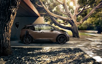 BMW i3, 2019, 側面, 外観, 電気自動車, ハッチバック, 新しい茶褐色のi3, 電気自動車充電, ドイツ車, BMW