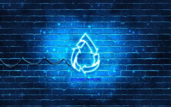 Save Water neon icon, 4k, blue background, neon symbols, Save Water, creative, neon icons, Save Water sign, ecology signs, Save Water icon, ecology icons