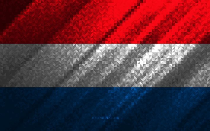 Bandera de Luxemburgo, abstracci&#243;n multicolor, bandera de mosaico de Luxemburgo, Europa, Luxemburgo, arte de mosaico, bandera de Luxemburgo