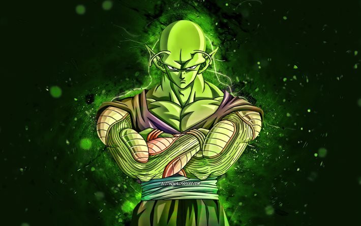 Piccolo, 4k, n&#233;ons verts, Dragon Ball, guerrier, Dragon Ball Super, DBS, Piccolo DBS, personnages DBS