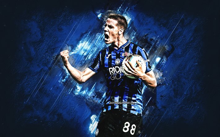 Mario Pasalic, Atalanta, Croatian footballer, midfielder, blue stone background, Serie A, football