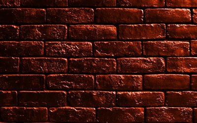 orange brickwall, 4k, orange bricks, bricks textures, brick wall, bricks background, orange stone background, identical bricks, bricks, orange bricks background