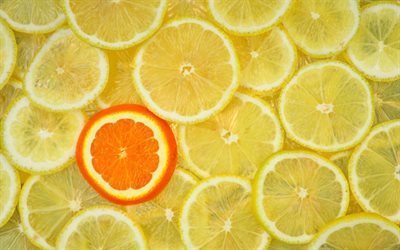 be different, lemon background with lemons, be different concepts, oranges, lemons